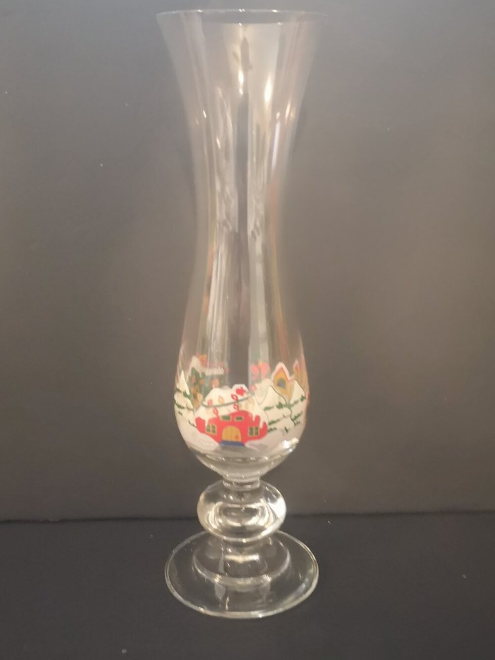 Holiday Joy Collectables 10.25" Clear Glass Vase w/ Painting on Bottom Turkey
